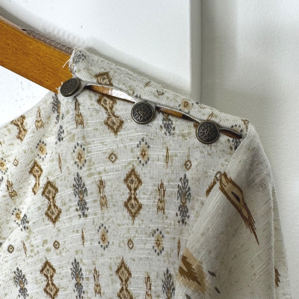 Vintage Lucky Brand Boho Top Large Tan - Picture 4 of 11